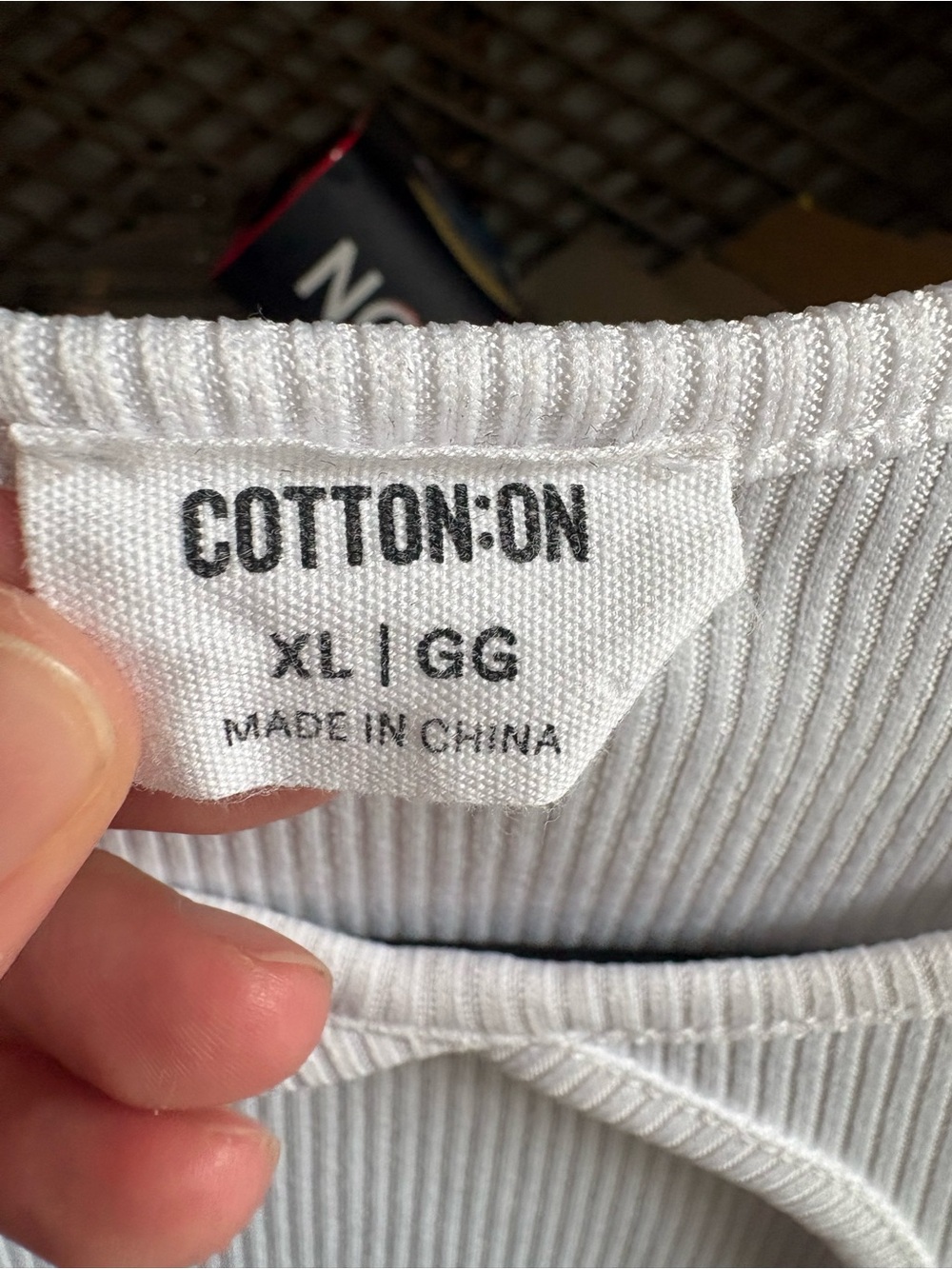 White Ribbed Tee with Front Keyhole - Picture 2 of 3